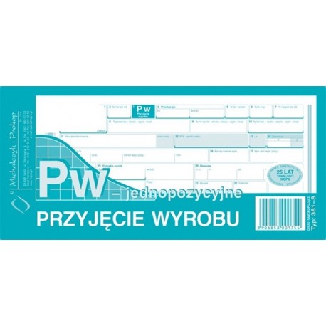 381-8 PW-jednopozycyjne przyjęcie wyrobu M&P