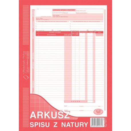 341-1 Arkusz spisu z natury M&P