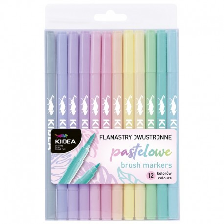 Flamastry dwustronne pastelowe Kidea "Brush" 12