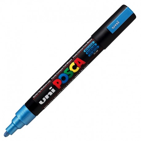 Marker z farbą plakatową Uni Posca PC-5M Metallic Blue