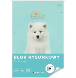 Blok rysunkowy biały A4/50k Interdruk Puppy Sign