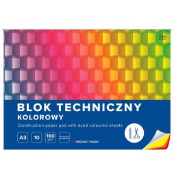 Blok techniczny kolorowy A4/10k Interdruk