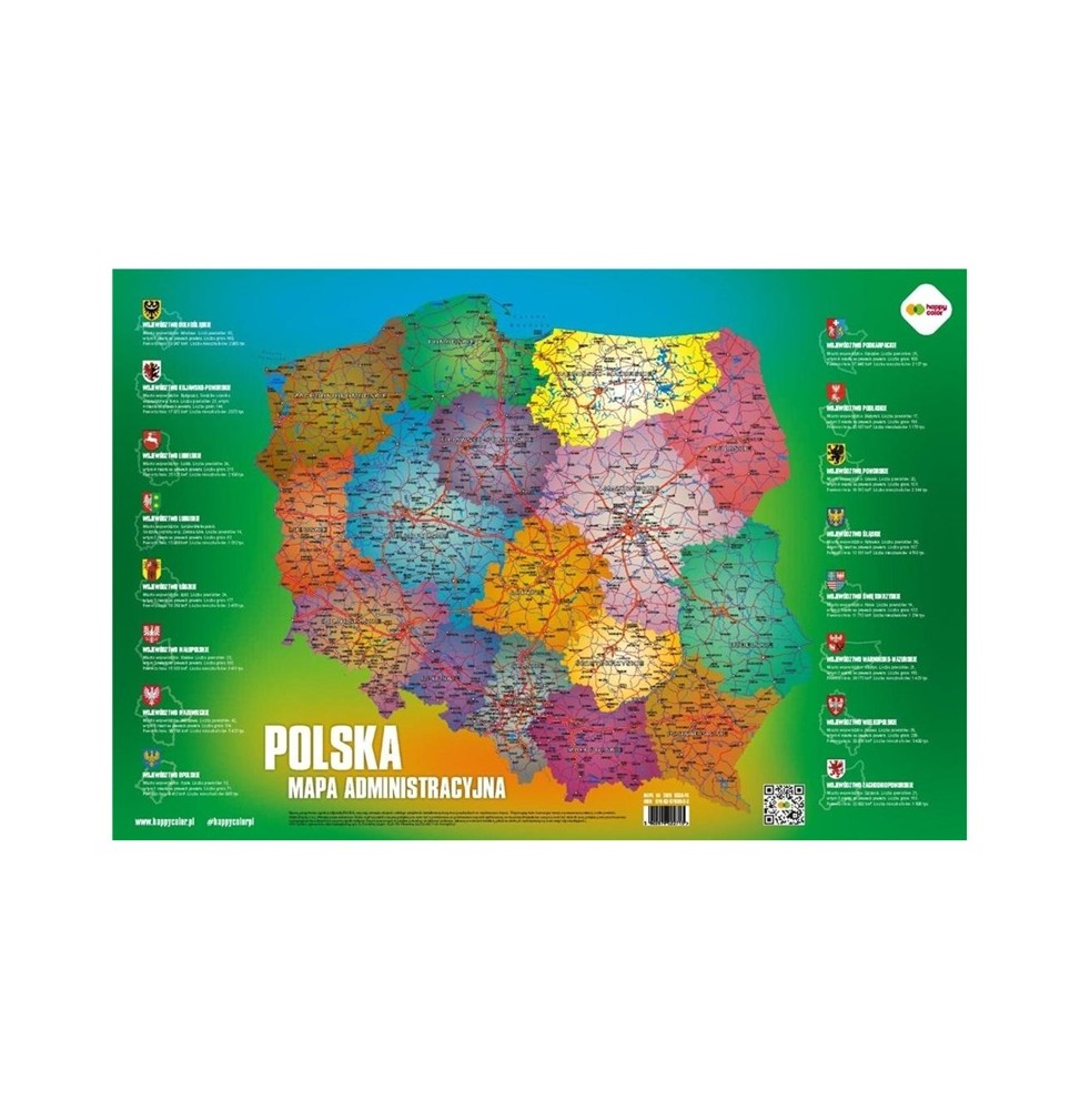 Plansza edukacyjna Happy Color Polska Mapa Administracyjna