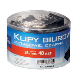 Klipsy biurowe czarne Tetis GK001-C