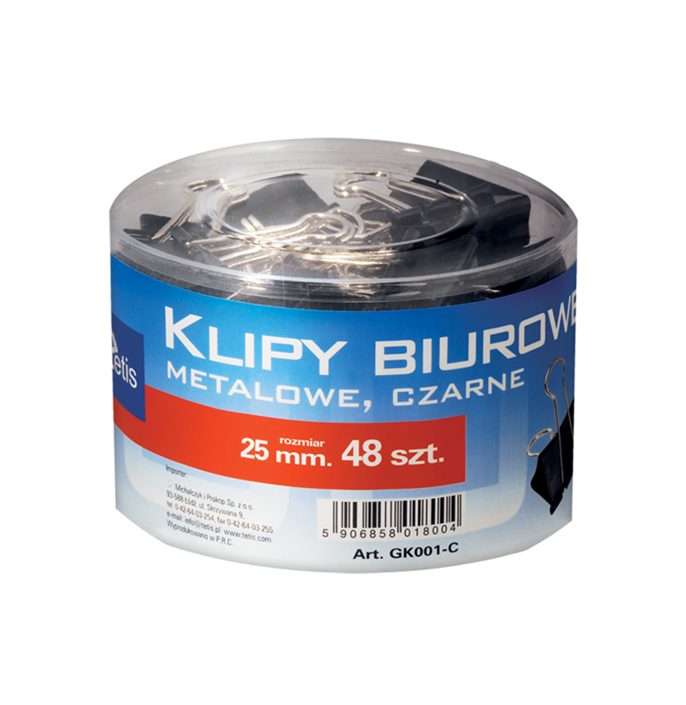 Klipsy biurowe czarne Tetis GK001-C