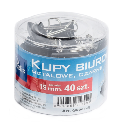 Klipsy biurowe czarne Tetis GK001-B