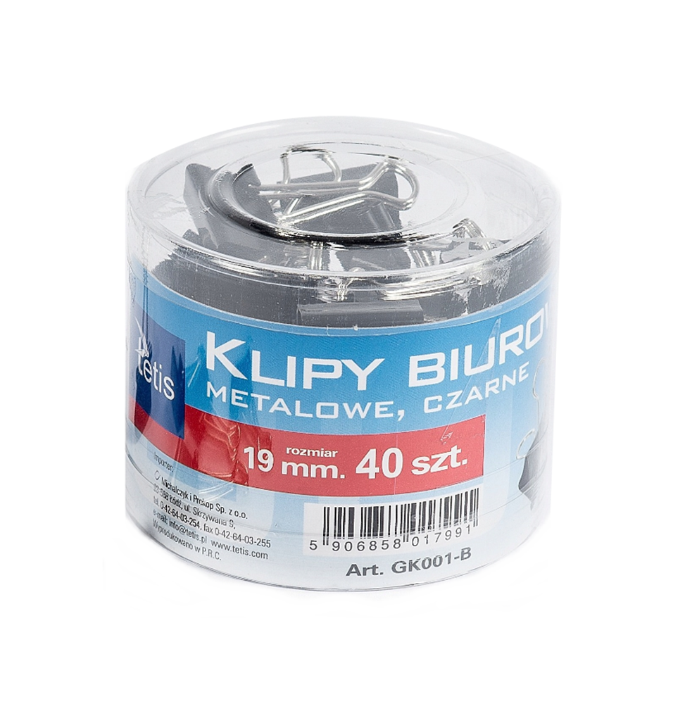 Klipsy biurowe czarne Tetis GK001-B