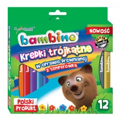 Bambino kredki trójkątne w oprawie drewnianej 12