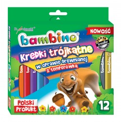 Bambino kredki trójkątne w oprawie drewnianej 12